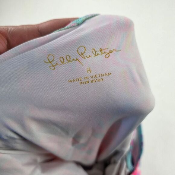 Lilly Pullitzer Lisa One-Piece Swimsuit Girls Sz 8 Pink Blue Beach Swim Wear - Picture 6 of 8